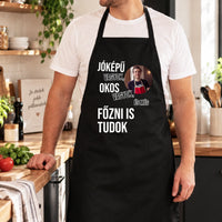 Vicces fekete kötény férfiaknak egyedi fényképpel