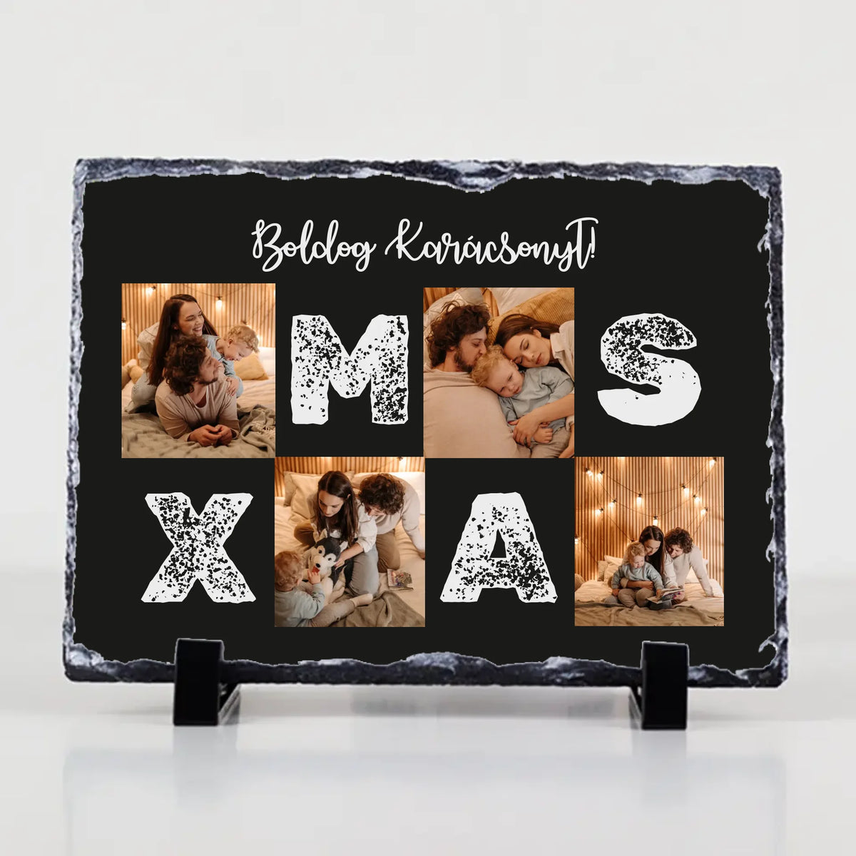 Karácsonyi gránitkép Xmas felirattal 4 képpel