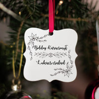 Feliratos négyzetes karácsonyfadísz