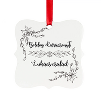 Feliratos négyzetes karácsonyfadísz