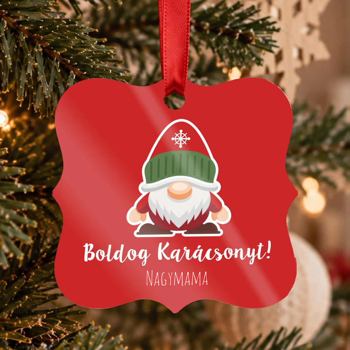 Karácsonyfadísz ünnepi manókkal