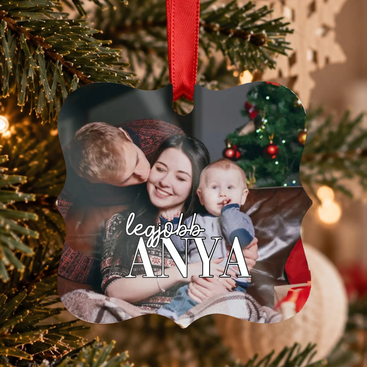 Egyedi fényképes ajándék karácsonyfadísz Anyának