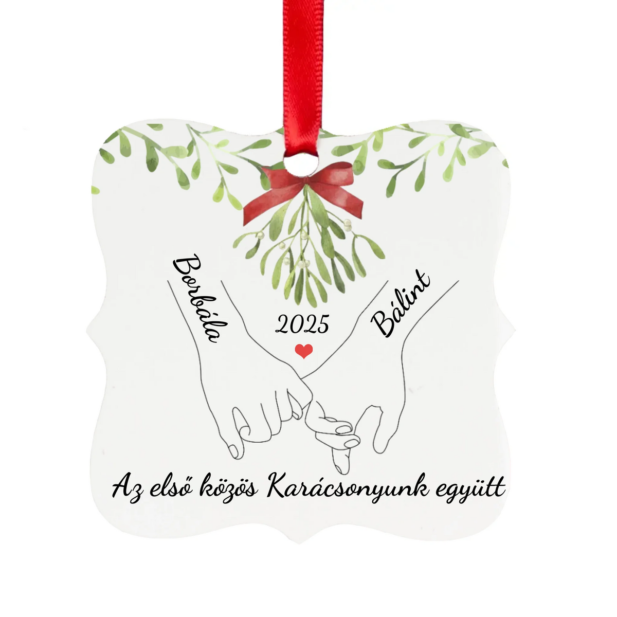 Első közös karácsonyunk - Egyedi neves négyzet alakú karácsonyfadísz