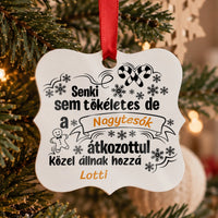 Vicces feliratos karácsonyi mintás négyzetes karácsonyfadísz