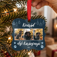 Egyedi négyzetes állatos karácsonyfadísz 3 fényképpel