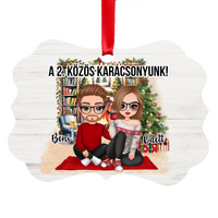 Egyedi karácsonyi ajándék pároknak - szerkeszthető karakteres karácsonyfadísz