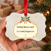  Egyedi mintás hosszúkás karácsonyfadísz szerkeszthető felirattal
