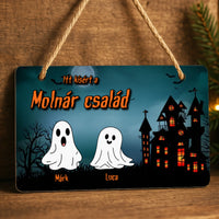 Személyre szabható halloweeni dísztábla - névvel és szellemekkel