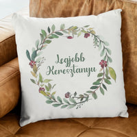 Legjobb keresztanyu feliratos párna virágos kerettel