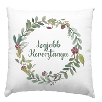 Legjobb keresztanyu feliratos párna virágos kerettel