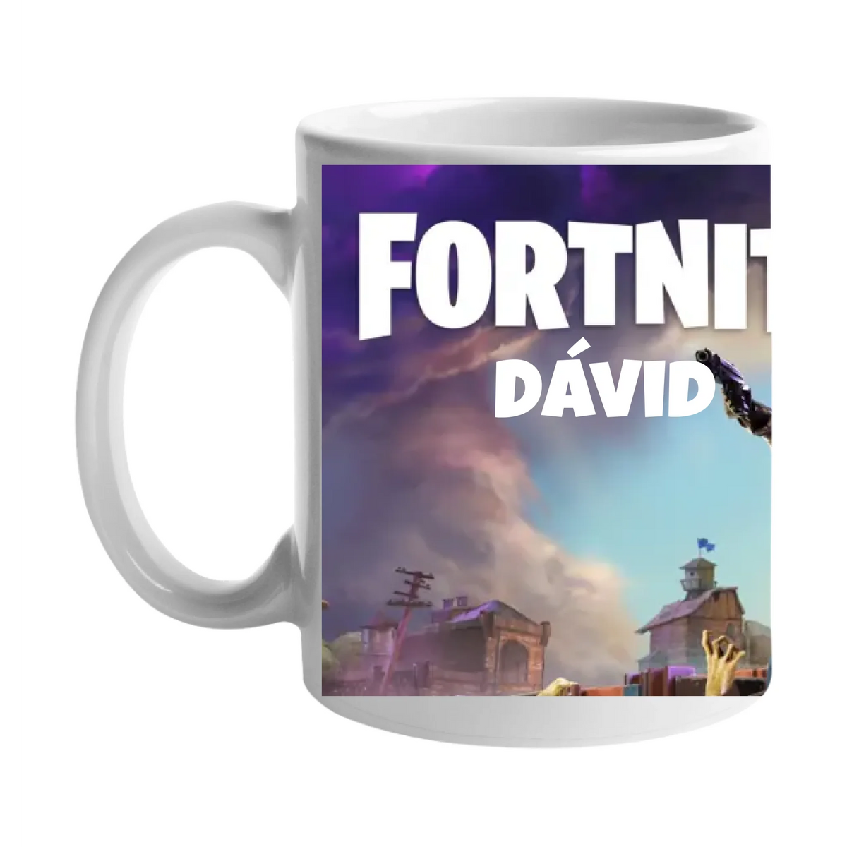 Élőben szerkeszthető Fortnite bögre egyedi névvel