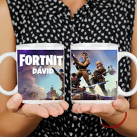 Élőben szerkeszthető Fortnite bögre egyedi névvel