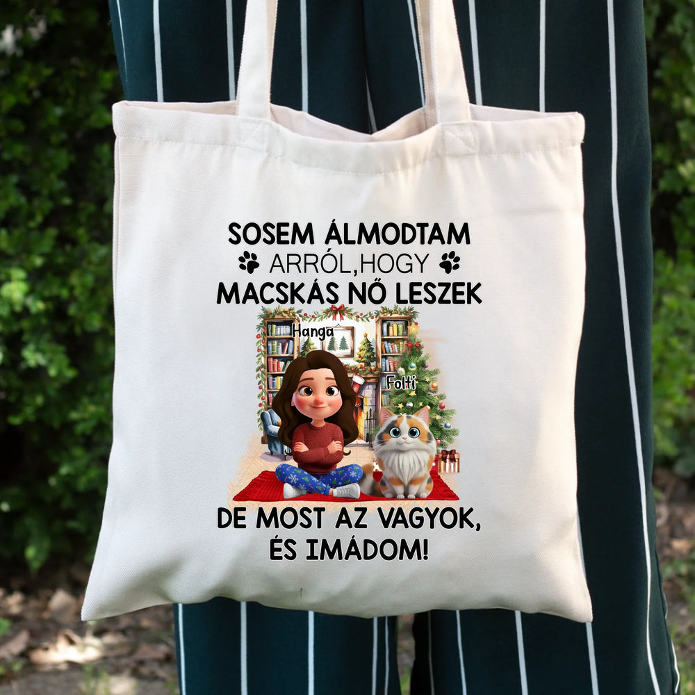 Halloweeni vászontáska egyedi névvel és mintával