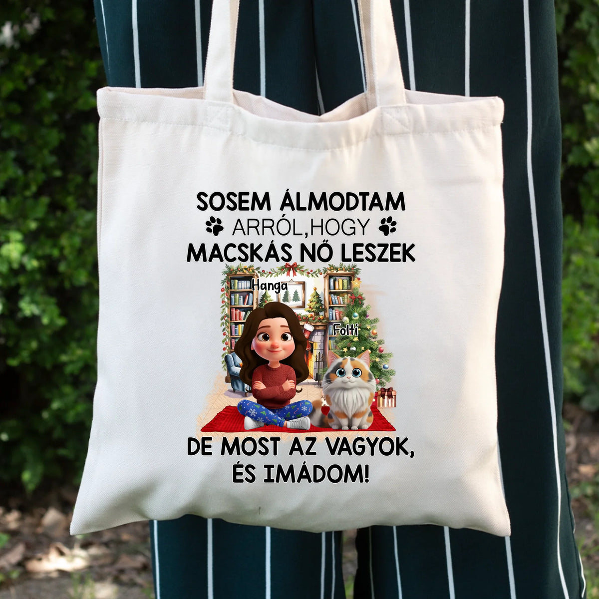 Halloweeni vászontáska egyedi névvel és mintával
