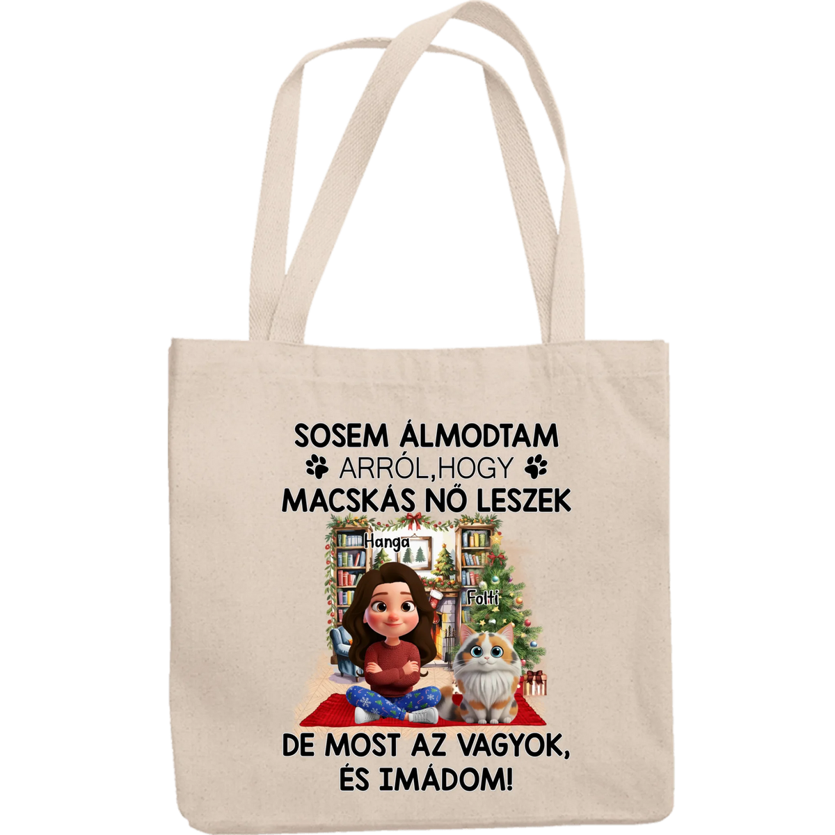 Halloweeni vászontáska egyedi névvel és mintával