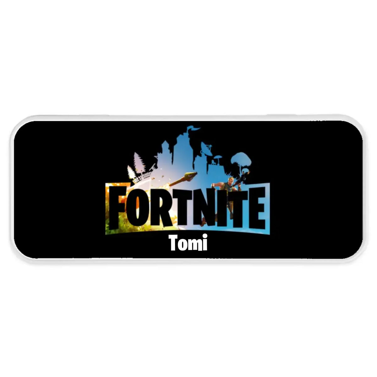 Fortnite mintás fém tolltartó egyedi neves