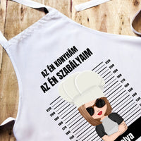 Az én konyhám egyedi kötény nőknek - szerkeszthető karakterrel