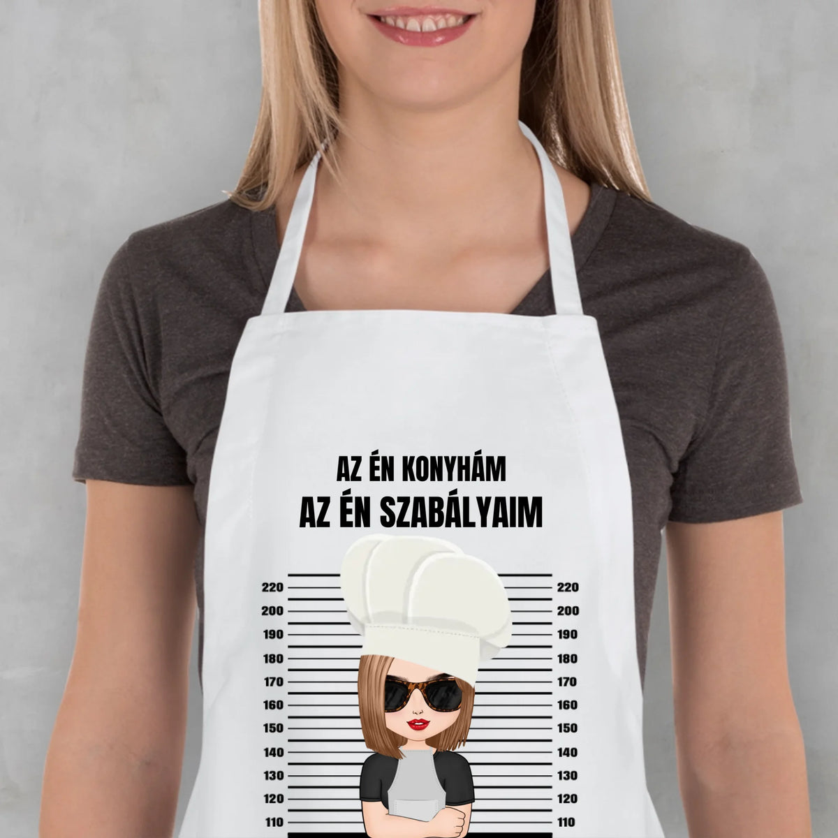 Az én konyhám egyedi kötény nőknek - szerkeszthető karakterrel