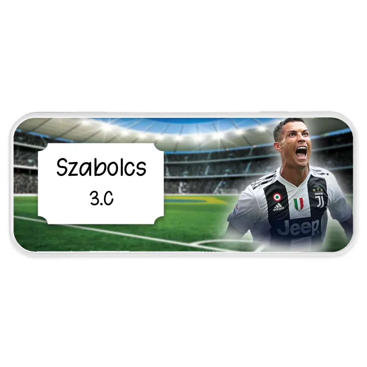 Ronaldo mintás fém tolltartó - egyedi névvel