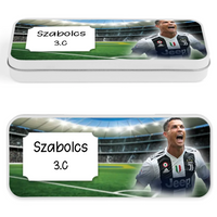 Ronaldo mintás fém tolltartó - egyedi névvel