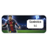Leo Messi mintás fém tolltartó - egyedi névvel