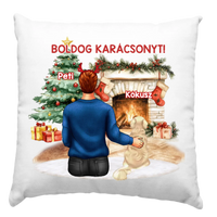 Karácsonyi ajándékpárna kutyagazdiknak fiús