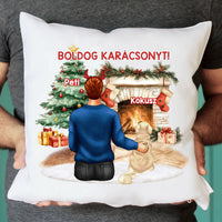 Karácsonyi ajándékpárna kutyagazdiknak fiús