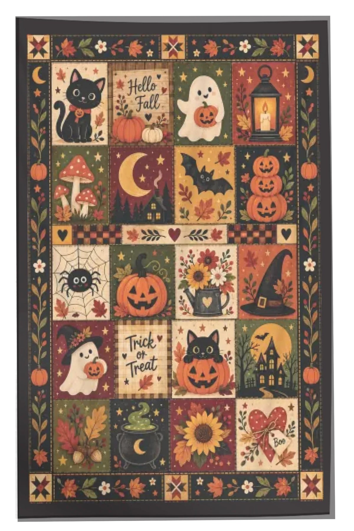 Halloween pléd - őszi, patchwork hatású mintával