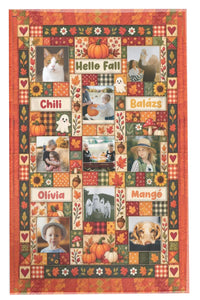 Egyedi 9 képes, feliratos őszi pléd - patchwork hatású mintával