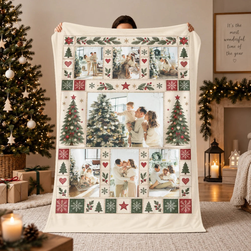 Egyedi fényképes karácsonyi patchwork mintás pléd - 7 fotóval