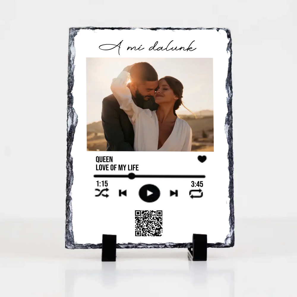 A Mi dalunk -Gránitlap szerkeszthető QR kóddal Valentin napra