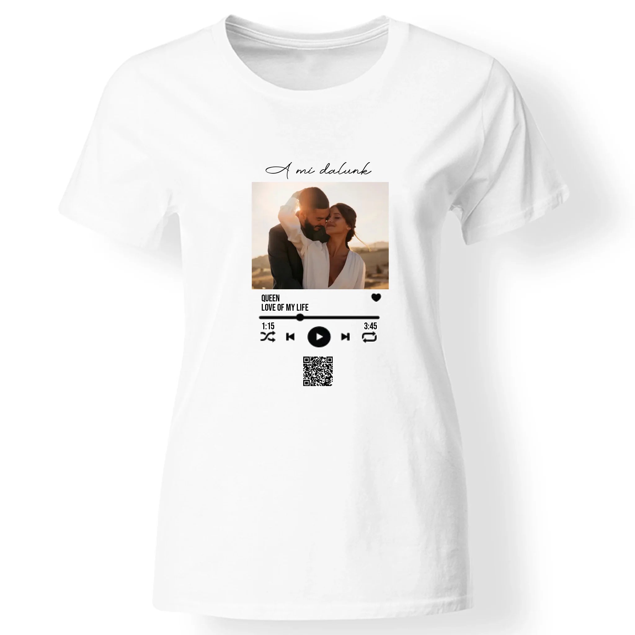 A Mi dalunk - Női póló szerkeszthető QR kóddal Valentin napra