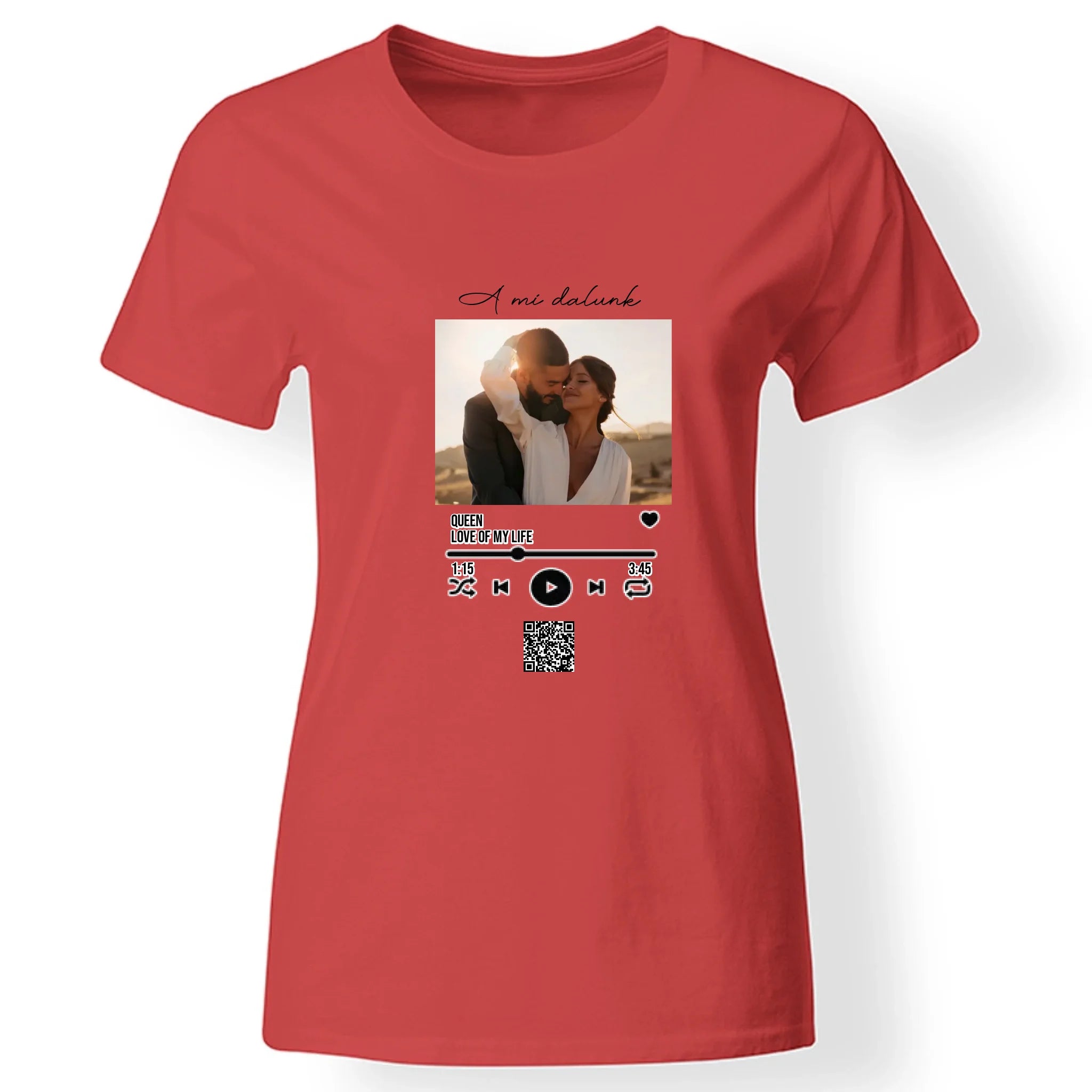 A Mi dalunk - Női póló szerkeszthető QR kóddal Valentin napra