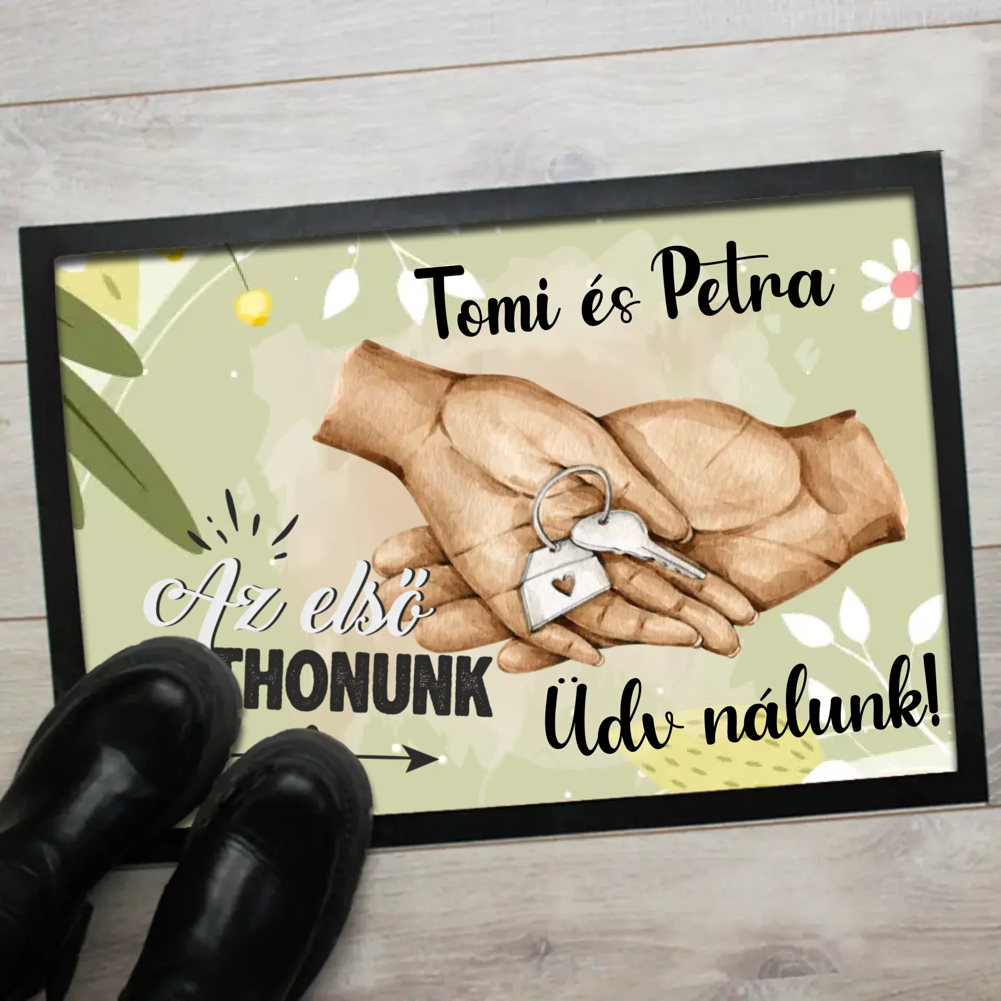 Az első otthonunk - egyedi neves lábtörlő választható mintával