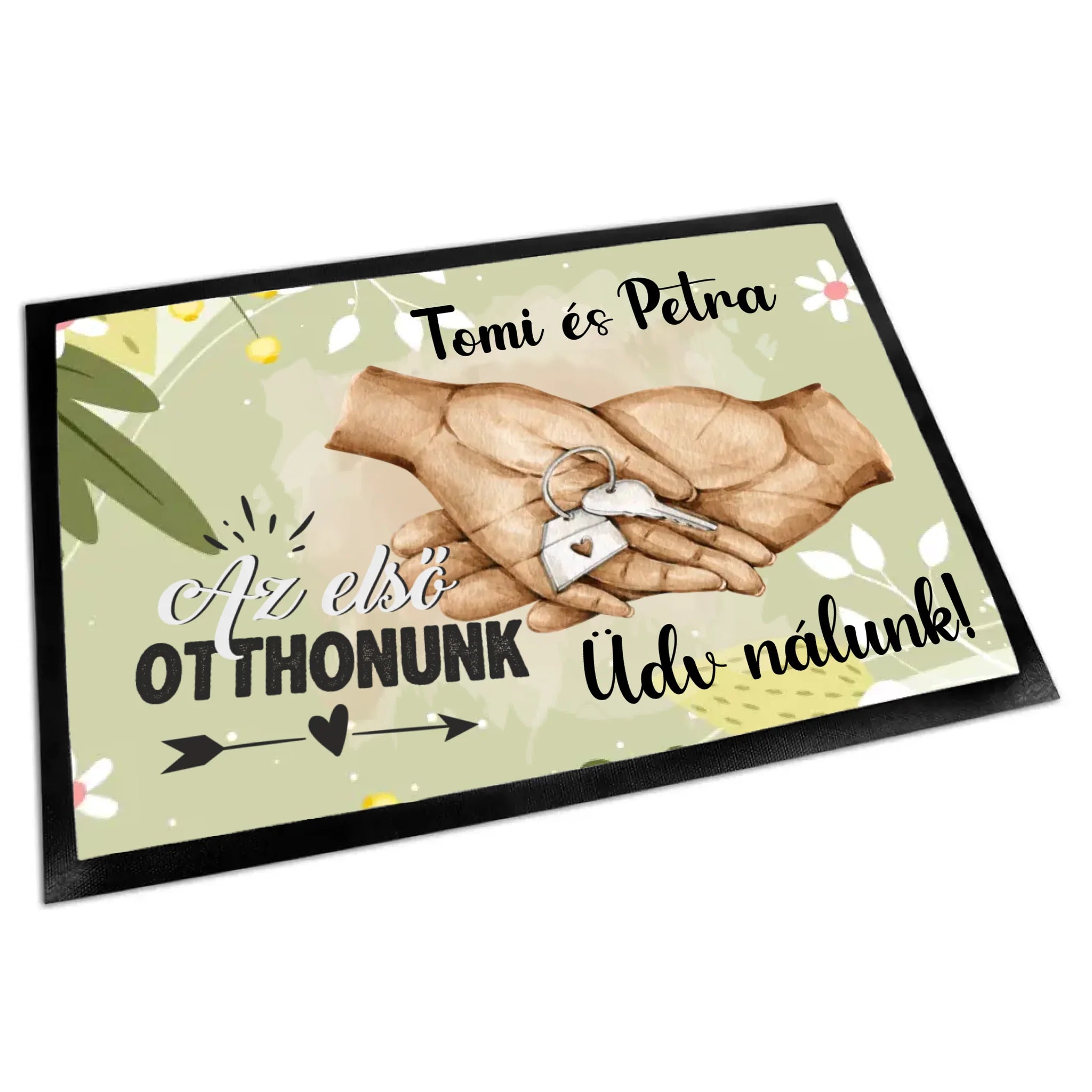 Az első otthonunk - egyedi neves lábtörlő választható mintával