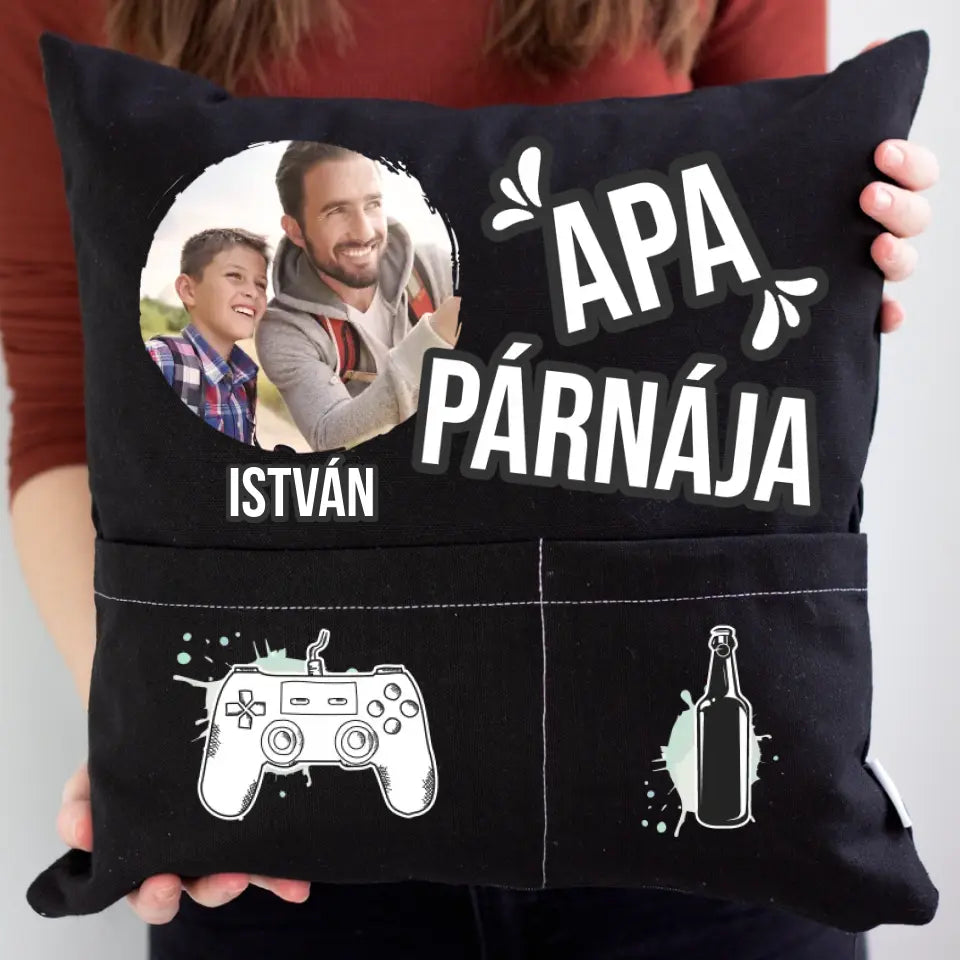 Egyedi fényképes ajándék zsebes párna Apáknak
