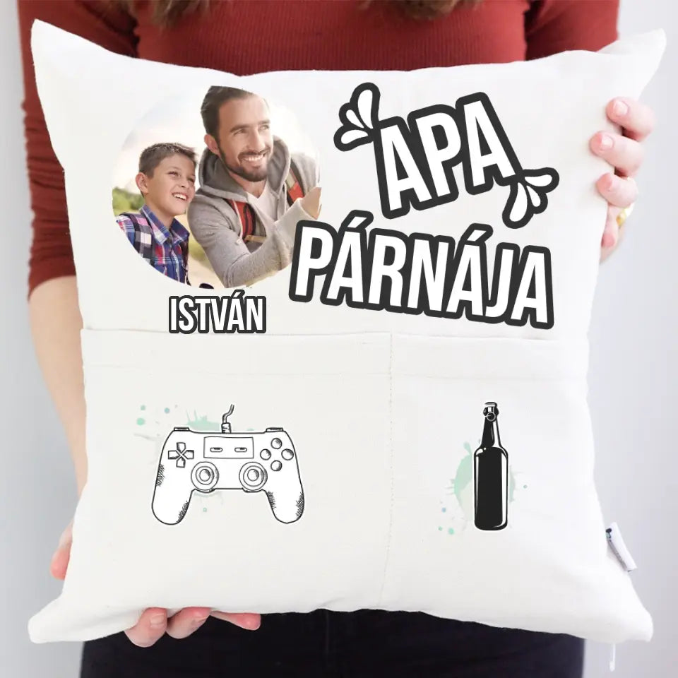 Egyedi fényképes ajándék zsebes párna Apáknak