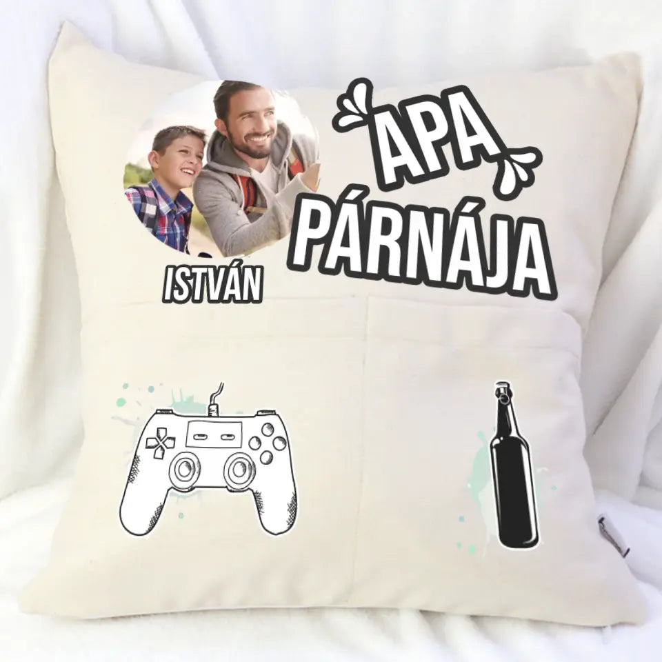 Egyedi fényképes ajándék zsebes párna Apáknak
