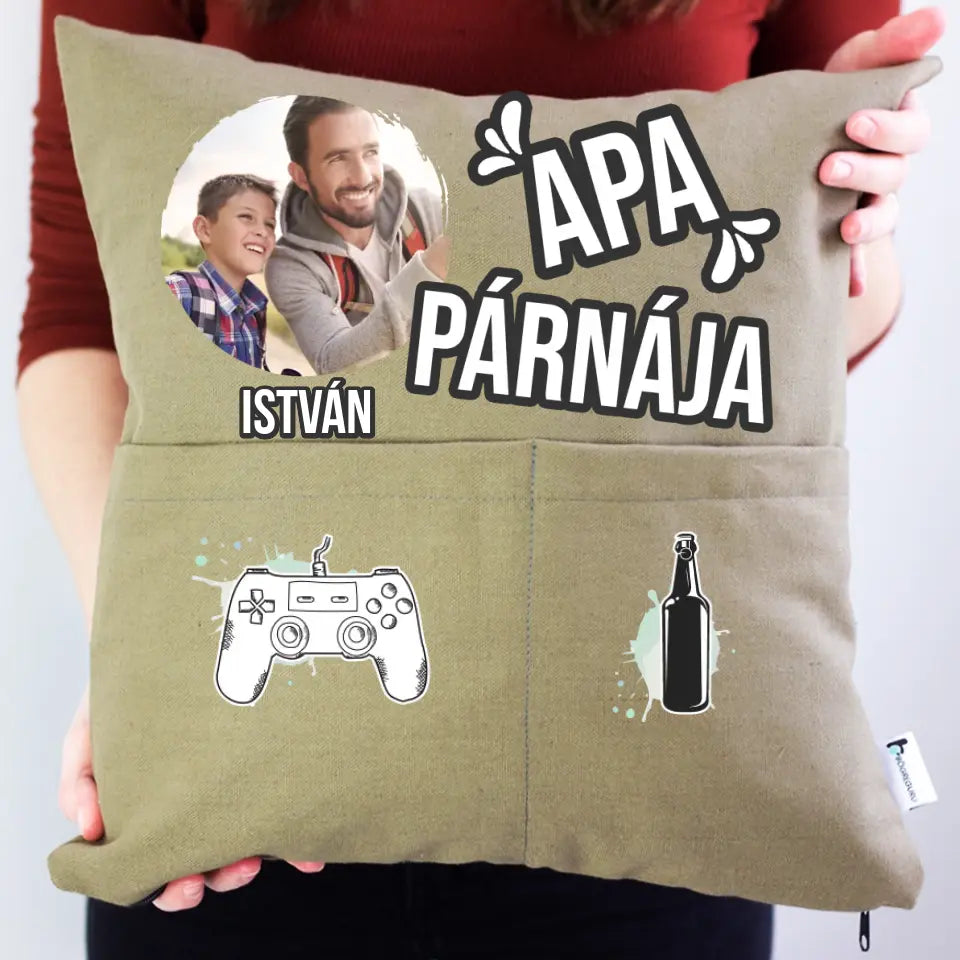Egyedi fényképes ajándék zsebes párna Apáknak