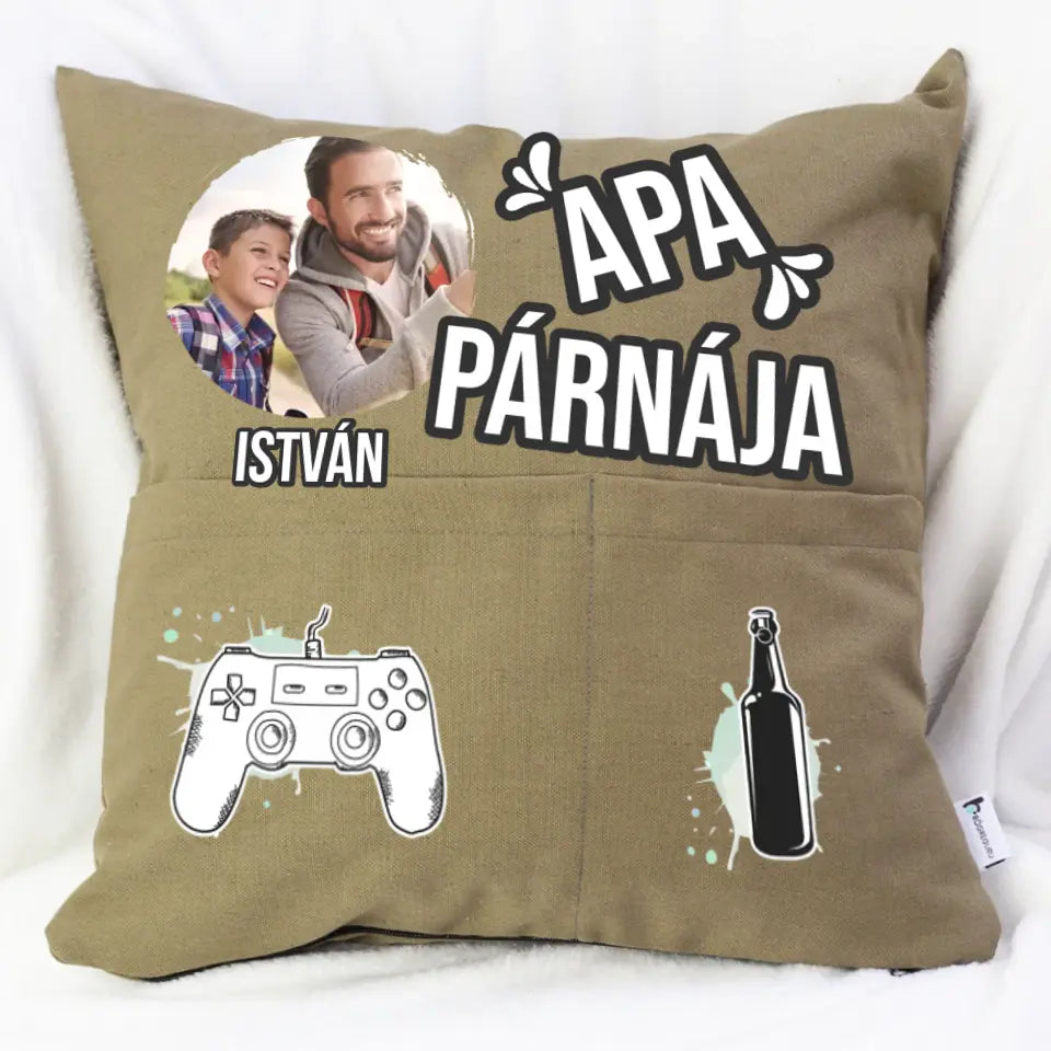 Egyedi fényképes ajándék zsebes párna Apáknak