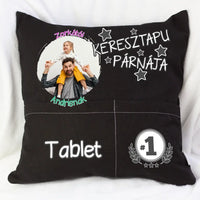 Egyedi fényképes ajándék zsebes párna Keresztapáknak
