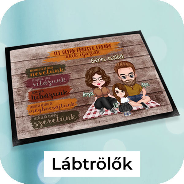 Egyedi lábtörlő személyre szabható karakterekkel