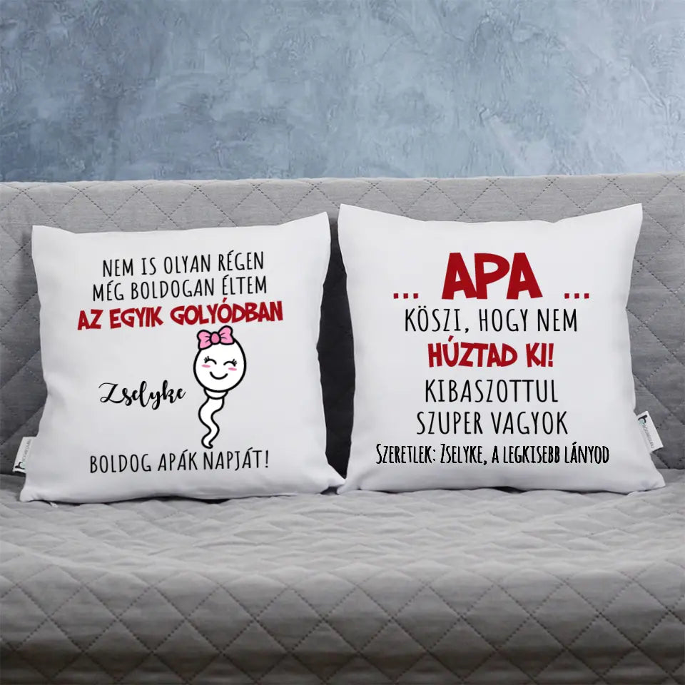 Köszi Apa vicces apák napi párna választható karakter számmal