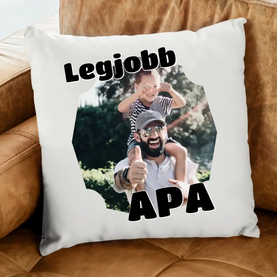 Legjobb apa feliratos párna egy képpel
