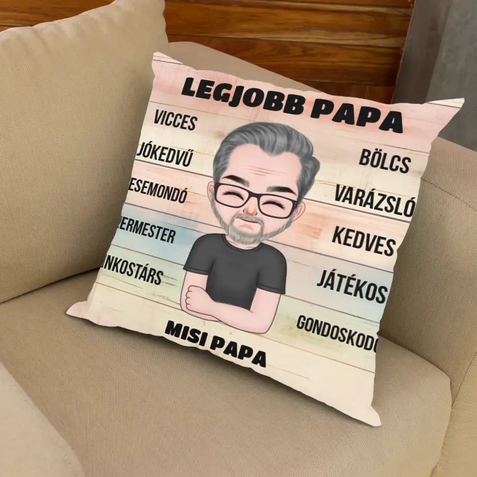Papa jellemzős telinyomatos FullPrint párna
