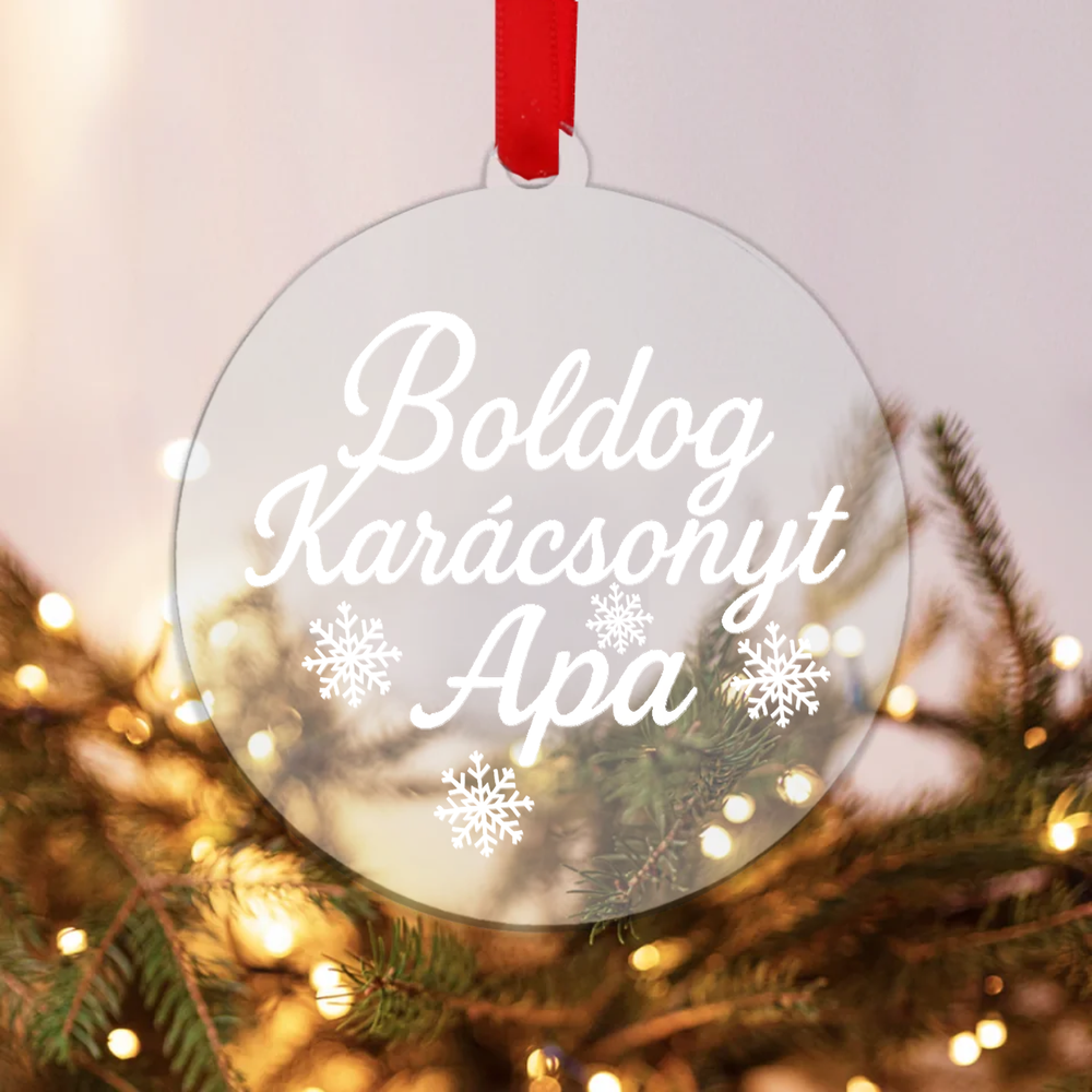 Boldog Karácsonyt Apa üveg dísz – elegáns karácsonyi ajándék apának
