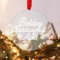 Boldog Karácsonyt Apa üveg dísz – elegáns karácsonyi ajándék apának