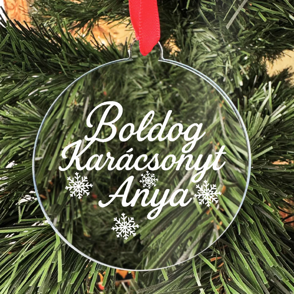 Boldog Karácsonyt Anya üveg karácsonyfadísz – elegáns, fényes kivitel_