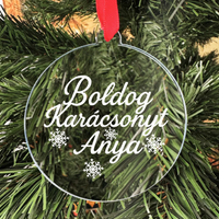 Boldog Karácsonyt Anya üveg karácsonyfadísz – elegáns, fényes kivitel_