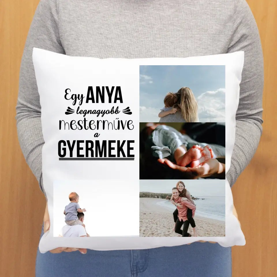 Egyedi fényképes párna Anyás idézettel